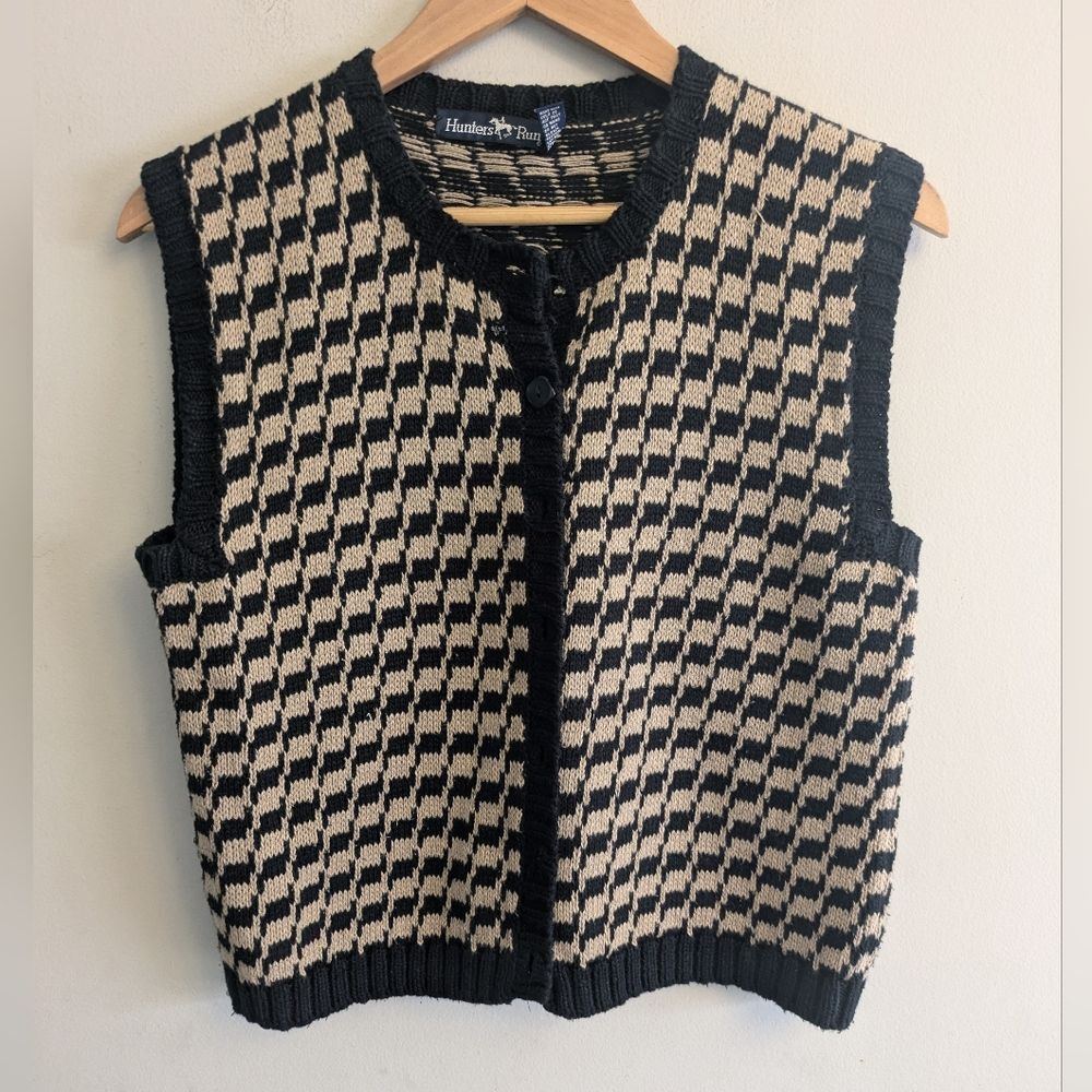 Hunter's Row Vintage Brown Black Houndstooth Sweater Vest Size M